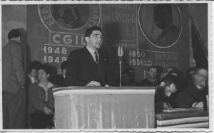 Salone Comunale di Forlì, 1951, intervento al 2° Congresso provinciale della CGIL.